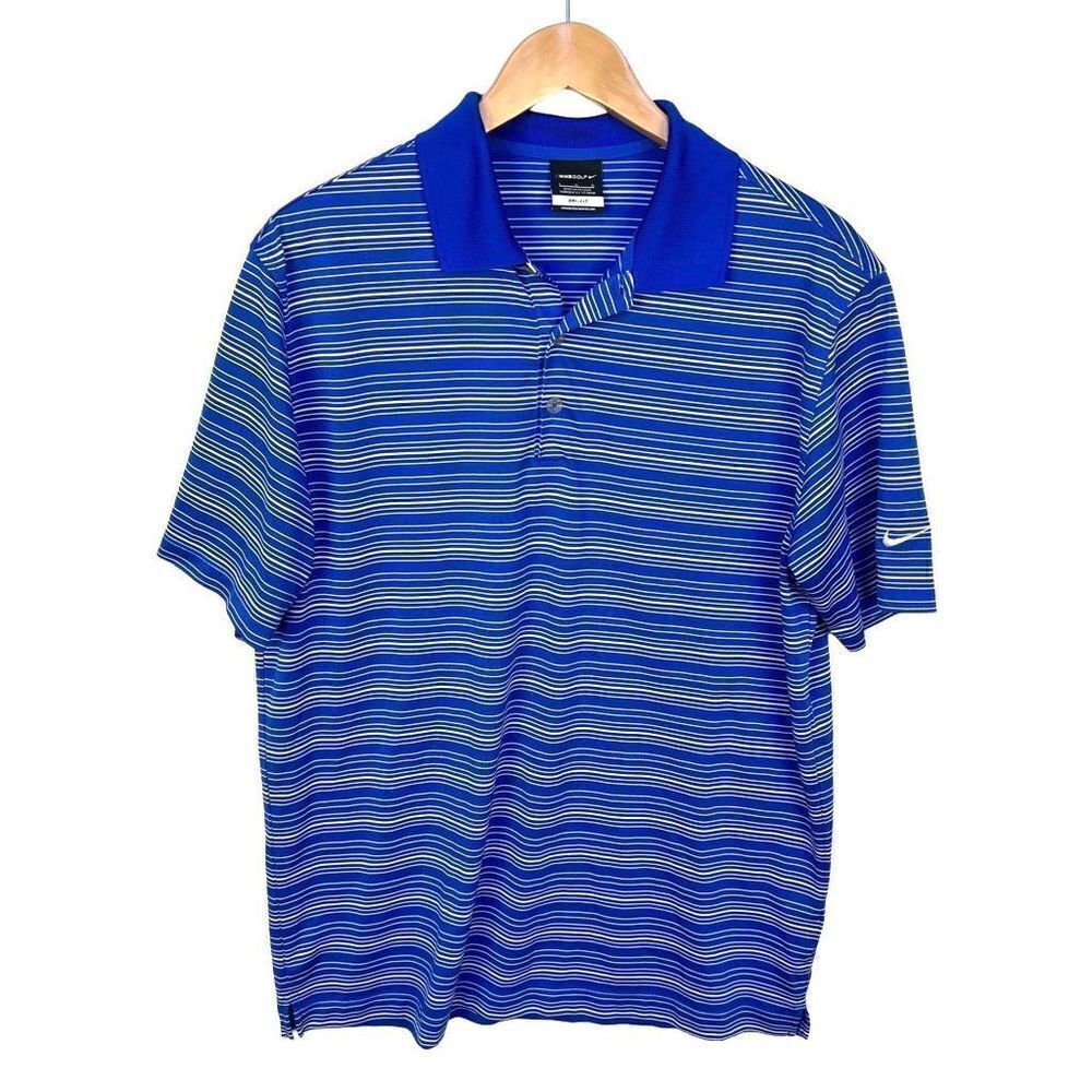 Nike Golf Dri Fit Men’s Polo Short Sleeve Collared Striped Athletic Shirt size L